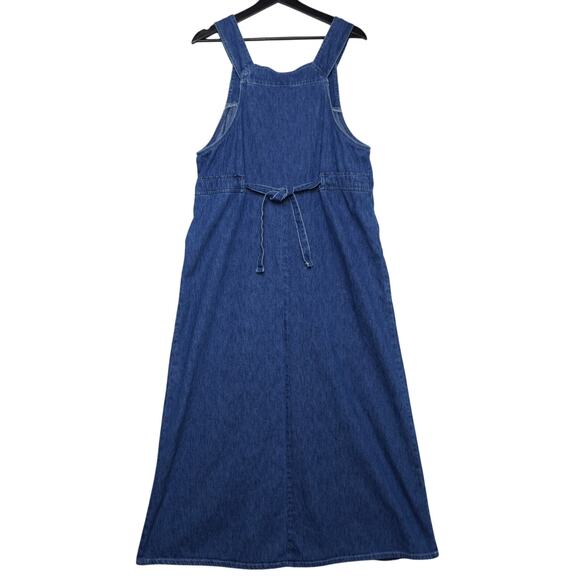Studio Ease Blue Denim Overall/Jumper Midi Dress Sz 10 USA Made 100% Cotton - Picture 3 of 11